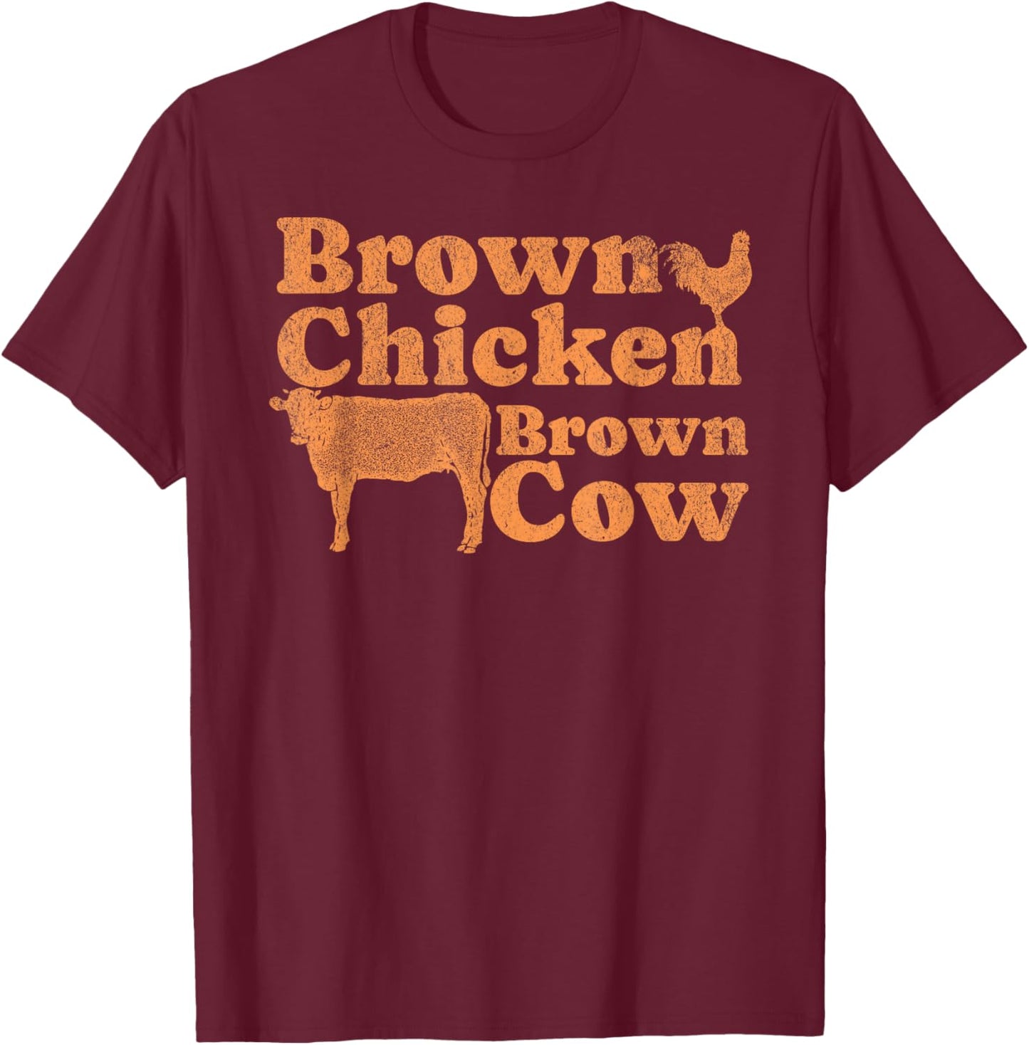 1970s Music Bow Chicka Wow Wow Joke Brown Chicken Brown Cow T-Shirt - T-Shirt | Maroon