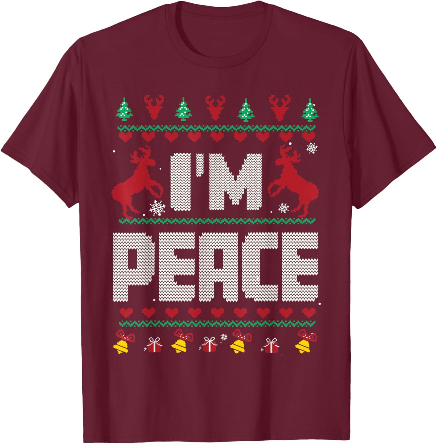I Come In Peace - I'm Peace Xmas Matching Couples Christmas T-Shirt - T-Shirt | Maroon