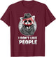 Red Panda Sunglasses Manga Anime Style "I Don't Like People" T-Shirt - T-Shirt | Maroon