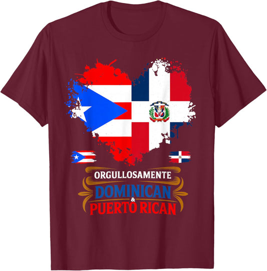 Dominican & Puerto Rican Flag Idea Dominicano T-Shirt - T-Shirt | Maroon