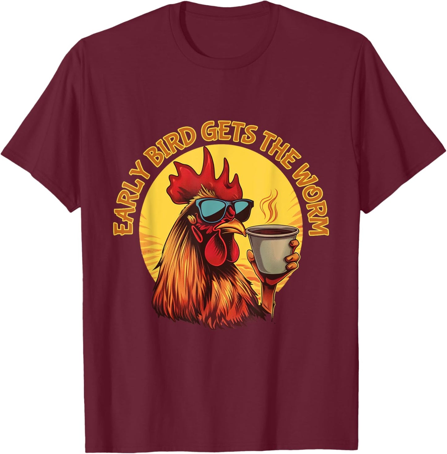 Funny Early Bird Morning Coffee Hustler T-Shirt - T-Shirt | Maroon