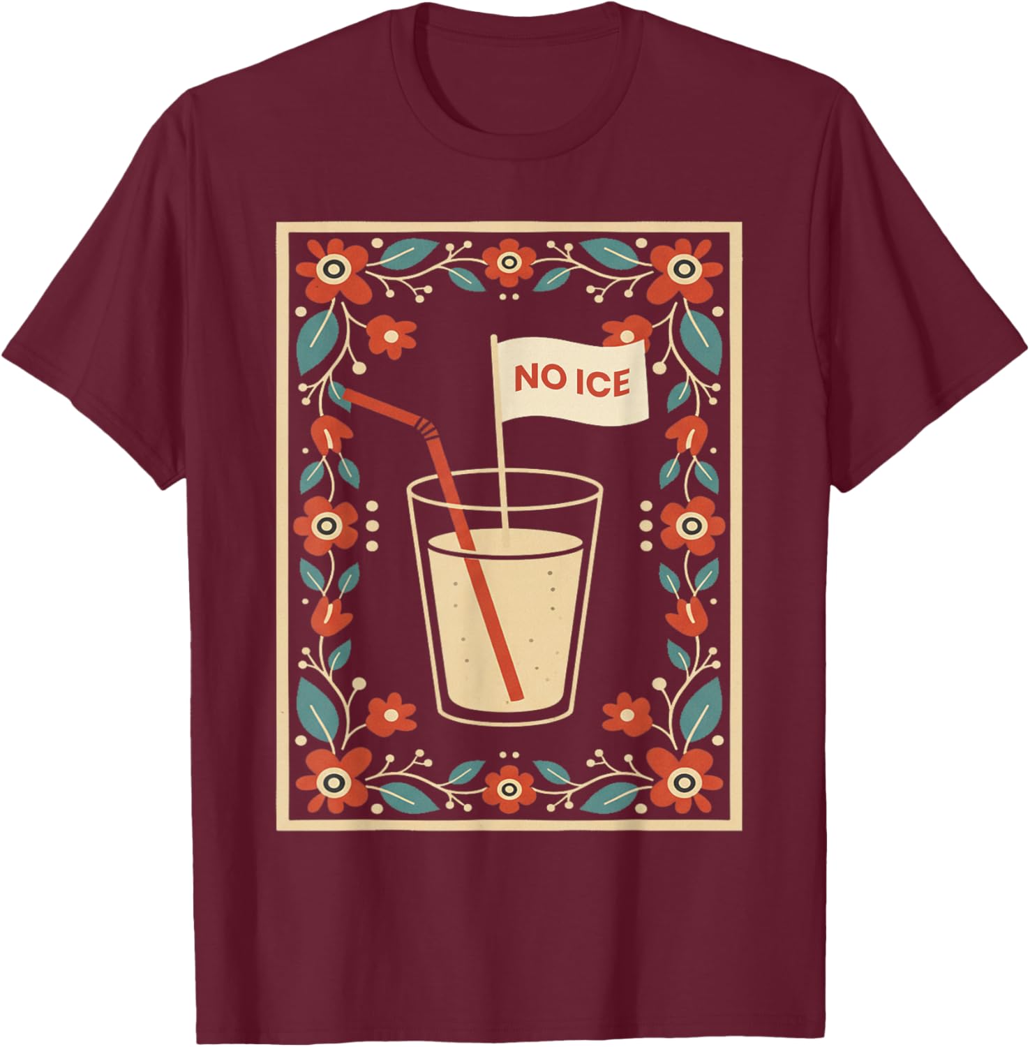 I Drink My Horchata Warm Subtle Anti ICE Funny Quote T-Shirt - T-Shirt | Maroon