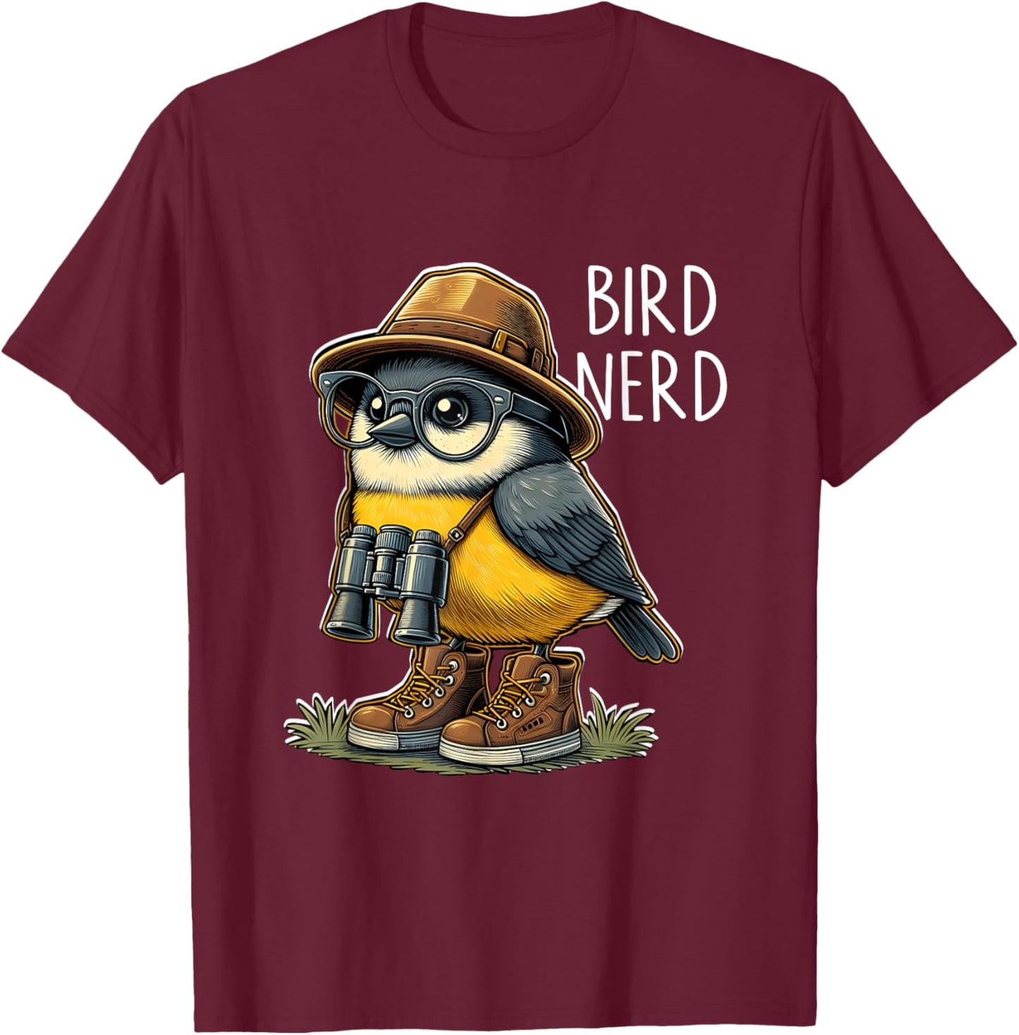 Bird Nerd Funny Bird Watching Birding Bird Lover Birdwatcher T-Shirt - T-Shirt | Maroon