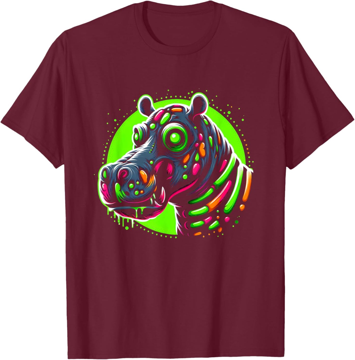 Zombie Hippo Hippopotamus Halloween Horror Skeleton Creepy T-Shirt - T-Shirt | Maroon