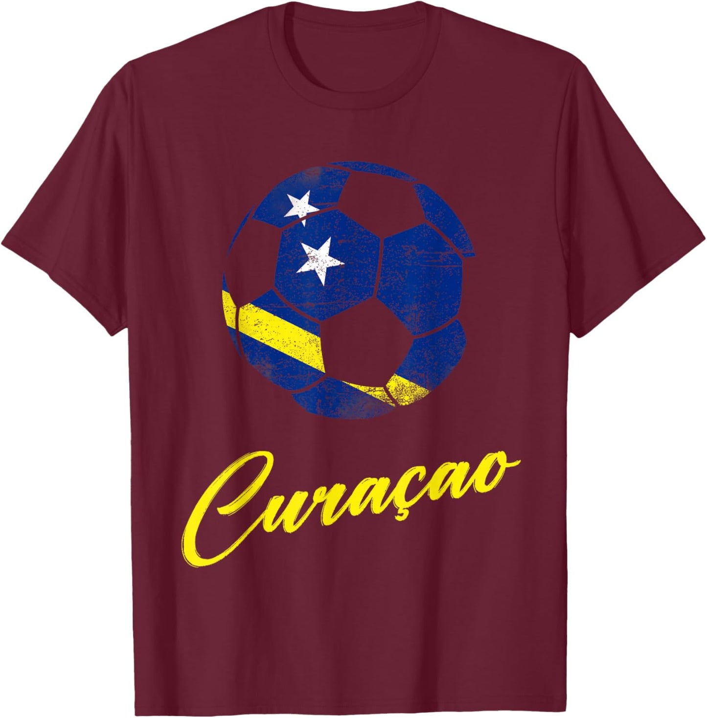 Curacao Fußball, Curacao, Flagge von Curacao, Curacao-Flagge. T-Shirt - T-Shirt | Maroon