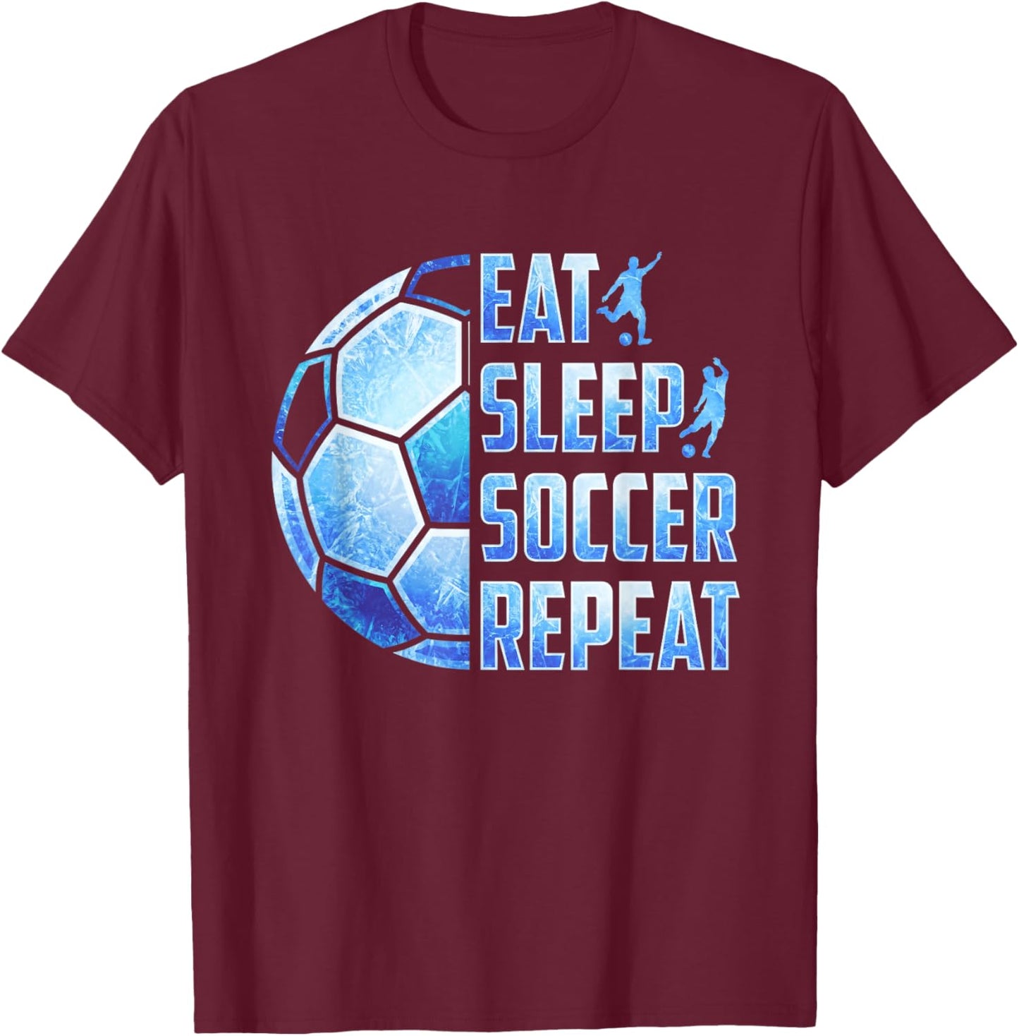 Soccer Eat Sleep Soccer Repeat Boys Kids T-Shirt - T-Shirt | Maroon