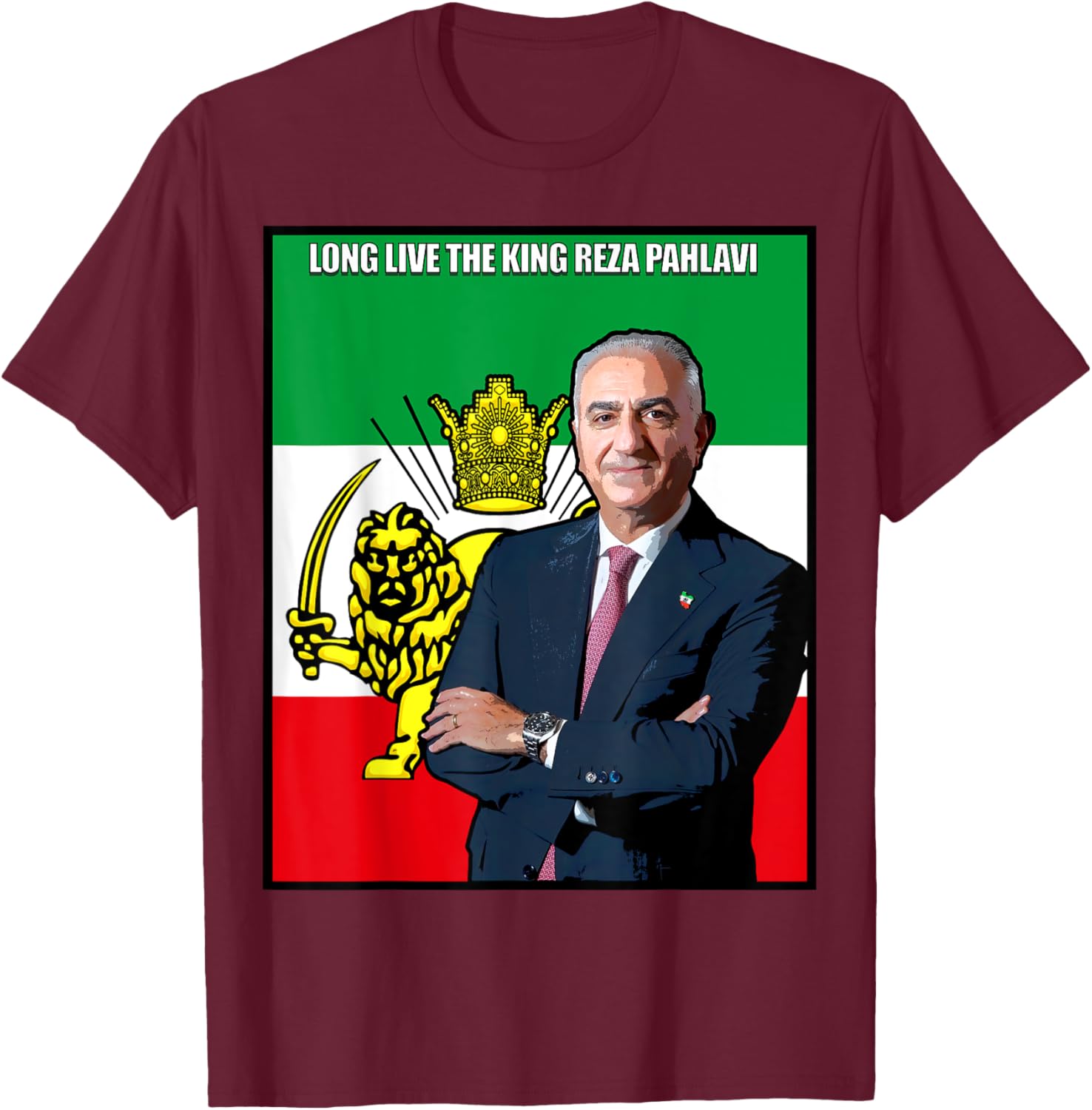 King Reza Pahlavi T-Shirt - T-Shirt | Maroon