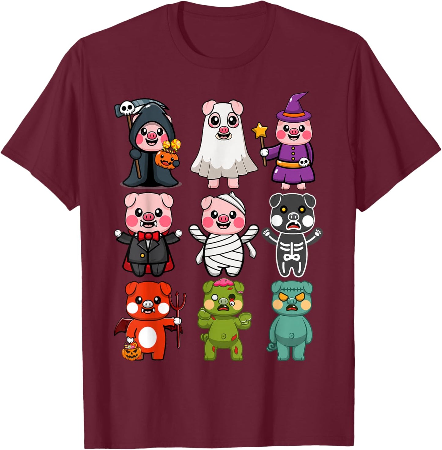 Pig Spooky Ghost Witch Boo-jee Horror Pumpkin Pig Halloween T-Shirt - T-Shirt | Maroon