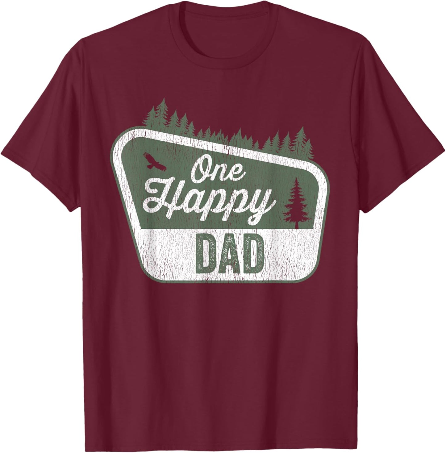 One Happy Dad Matching Family Birthday Party Camping T-Shirt - T-Shirt | Maroon
