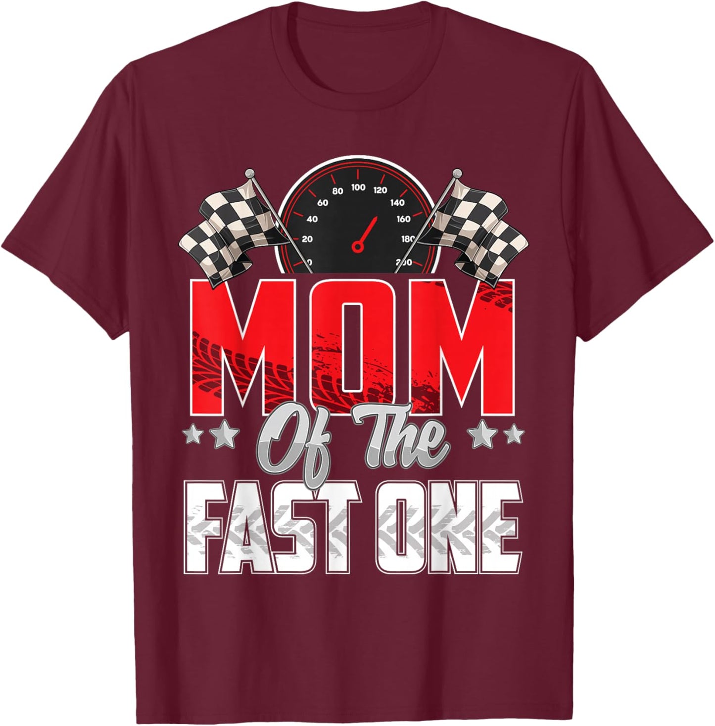 1 year old racing car fast one birthday 1st Family Mom T-Shirt - T-Shirt | Maroon