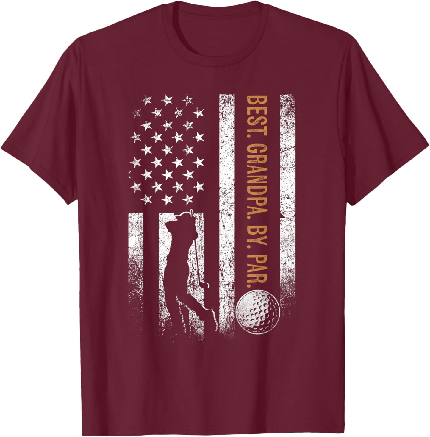 Best Grandpa By Par Golfing Gifts Grandpa Father's Day Golf T-Shirt - T-Shirt | Maroon