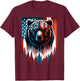 Bear American Flag Shirt Wildlife 4th of July Patriotic T-Shirt - T-Shirt | Maroon