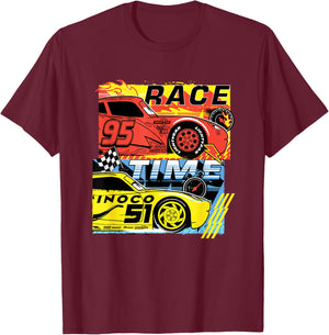 Disney Pixar Cars 3 McQueen And Cruz Race Time Chest Poster T-Shirt - T-Shirt | Maroon