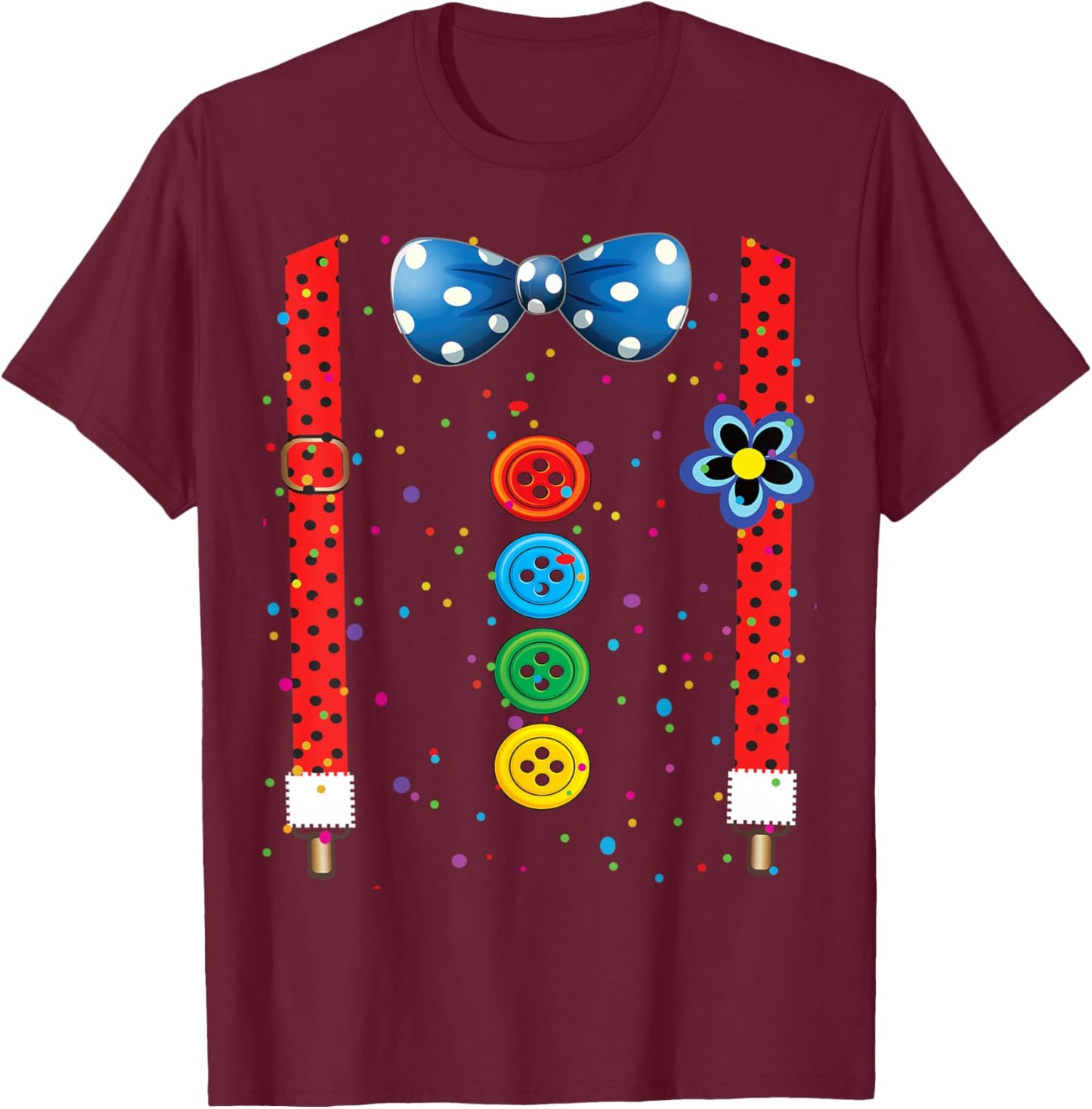 Clown Carnival Costume Carnival Clown Costume T-Shirt - T-Shirt | Maroon