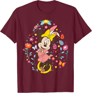 Disney Minnie Mouse with Bunny Ears and Easter Egg Spring T-Shirt - T-Shirt | Maroon