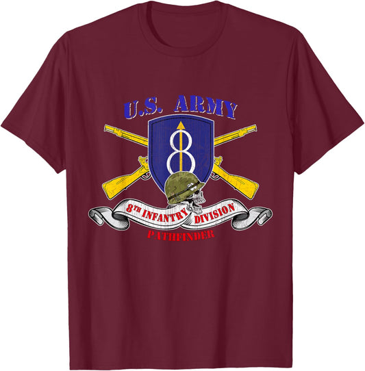 8th Infantry Division 8th ID Veteran Pathfinder Division T-Shirt - T-Shirt | Maroon