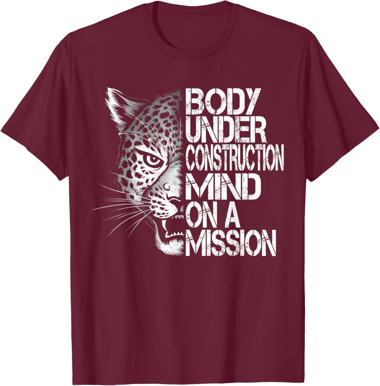 Tiger Gym Lovers Men Women Workout Body under construction T-Shirt - T-Shirt | Maroon
