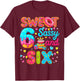 Sweet Sassy and Six Birthday Kids Girl Donut 6th Birthday T-Shirt - T-Shirt | Maroon
