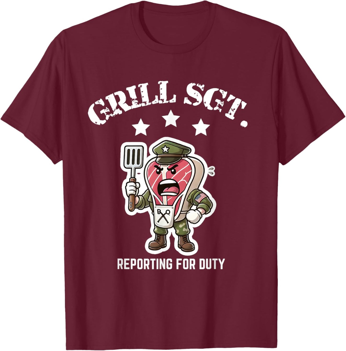 Grill Sgt. Funny BBQ Cookout T-Shirt - T-Shirt | Maroon