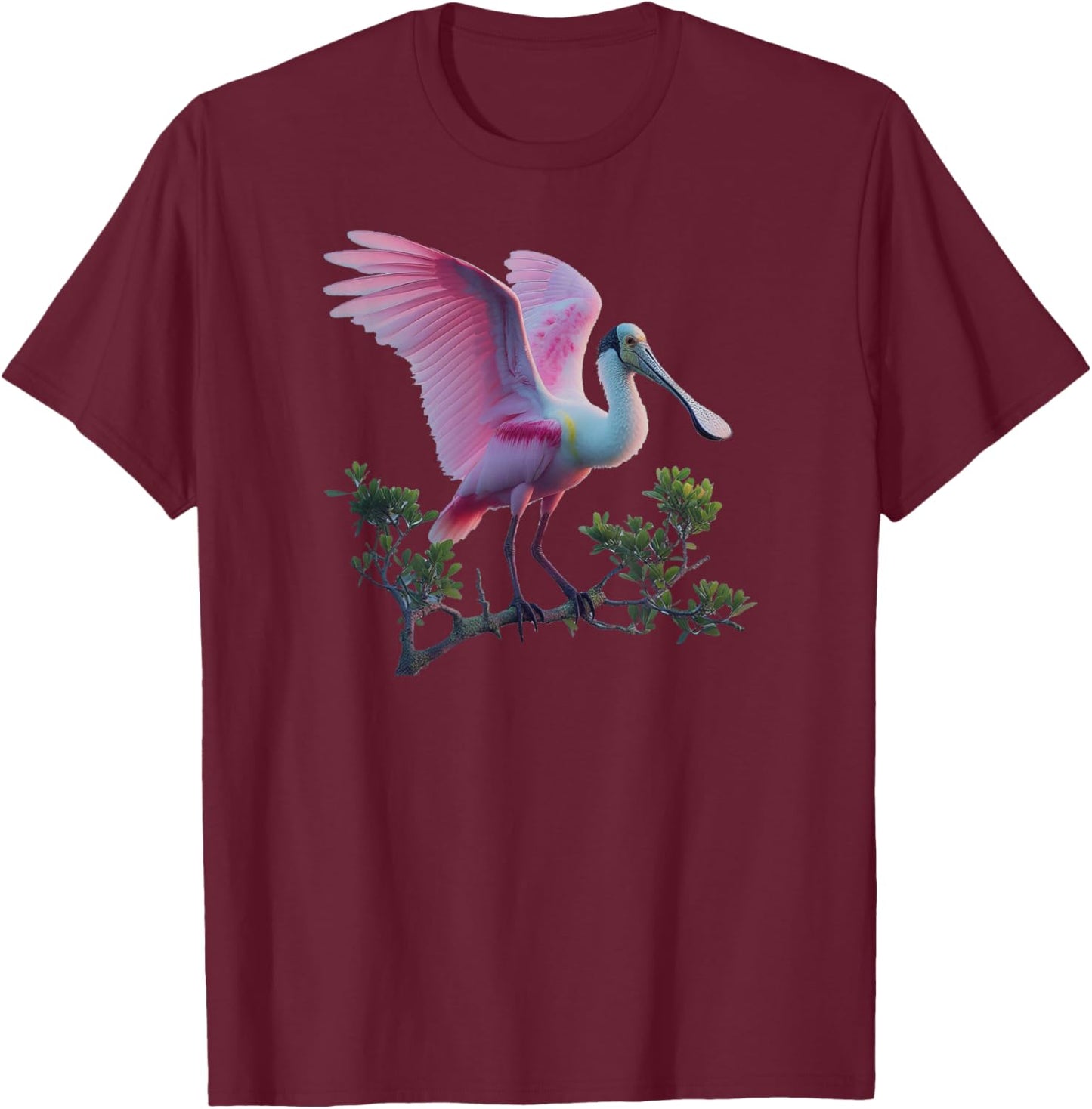 Bird Series. Roseate Spoonbill. Artist's Rendition. T-Shirt - T-Shirt | Maroon