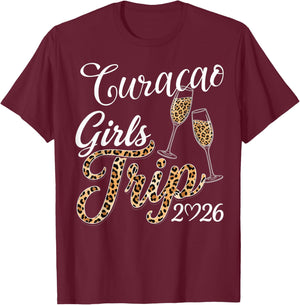 Girls Trip Curacao 2026 Birthday Squad Vacation Weekend T-Shirt - T-Shirt | Maroon