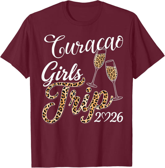 Girls Trip Curacao 2026 Birthday Squad Vacation Weekend T-Shirt - T-Shirt | Maroon