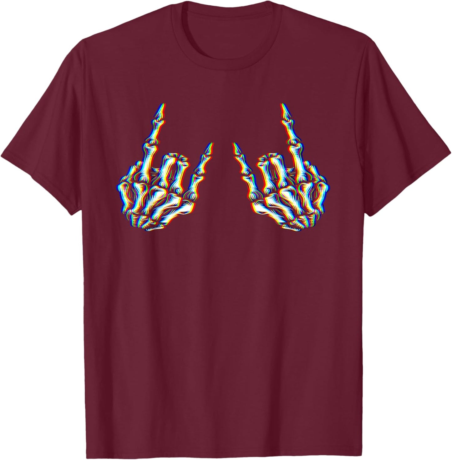 Punk Rock Skeleton Cool Rocker Psychedelic Trippy Rave Party T-Shirt - T-Shirt | Maroon