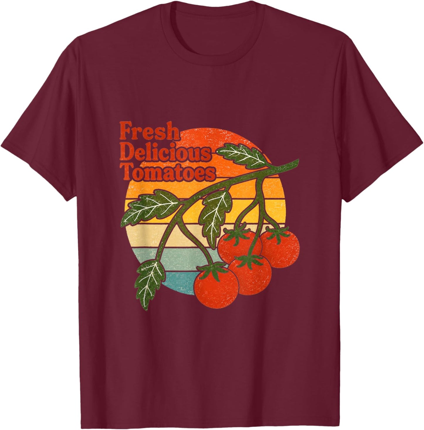 Fresh Delicious Tomatoes Farm Illustration T-Shirt - T-Shirt | Maroon