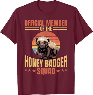 Funny Honey Badger T-Shirt - T-Shirt | Maroon