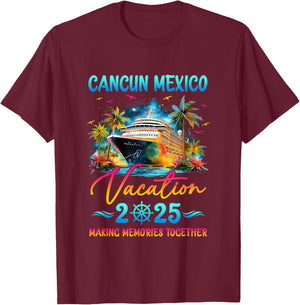 Cancun Mexico Family Vacation 2025 Matching Group Summer T-Shirt - T-Shirt | Maroon