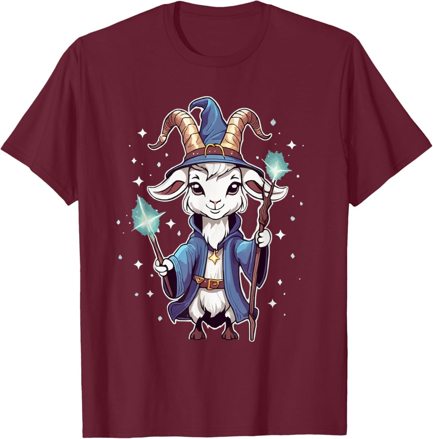 Mystic Magic Wizard Goat Games T-Shirt - T-Shirt | Maroon