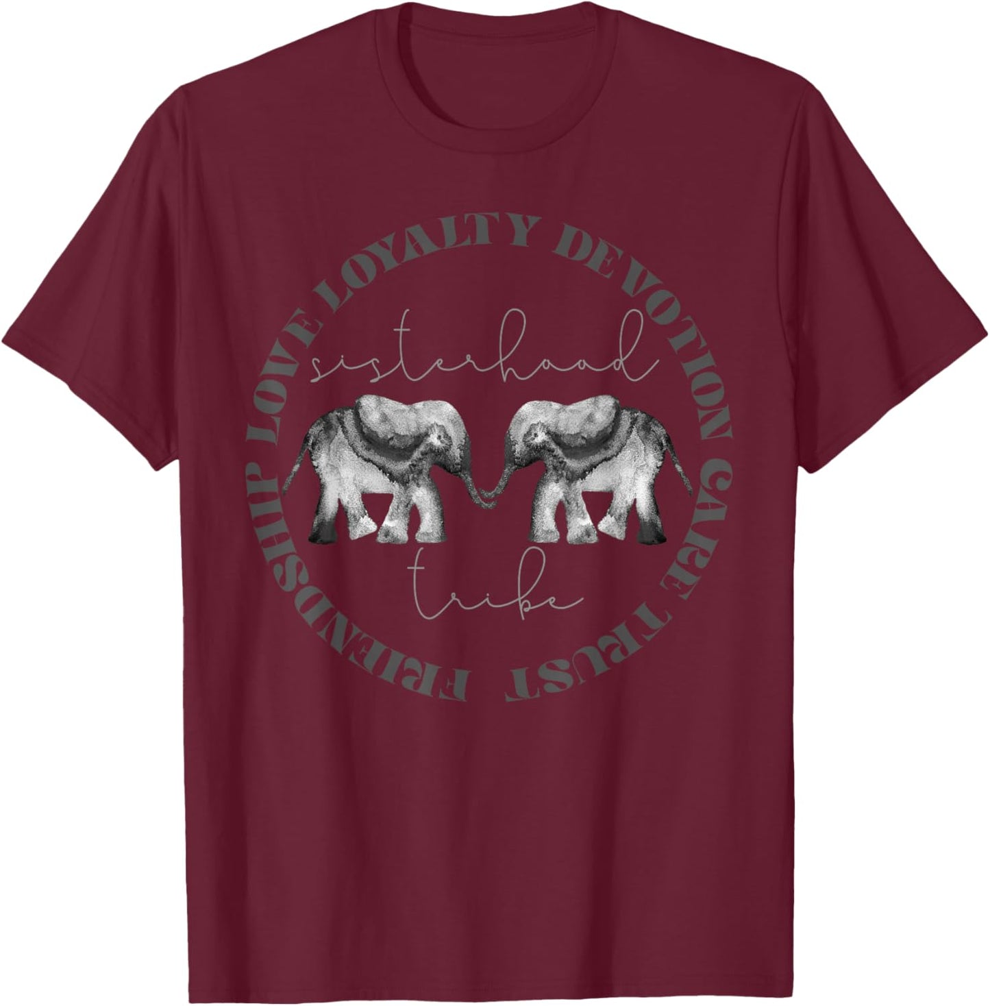 Elephant Friendship Sisterhood Tribe Squad Friend Group T-Shirt - T-Shirt | Maroon