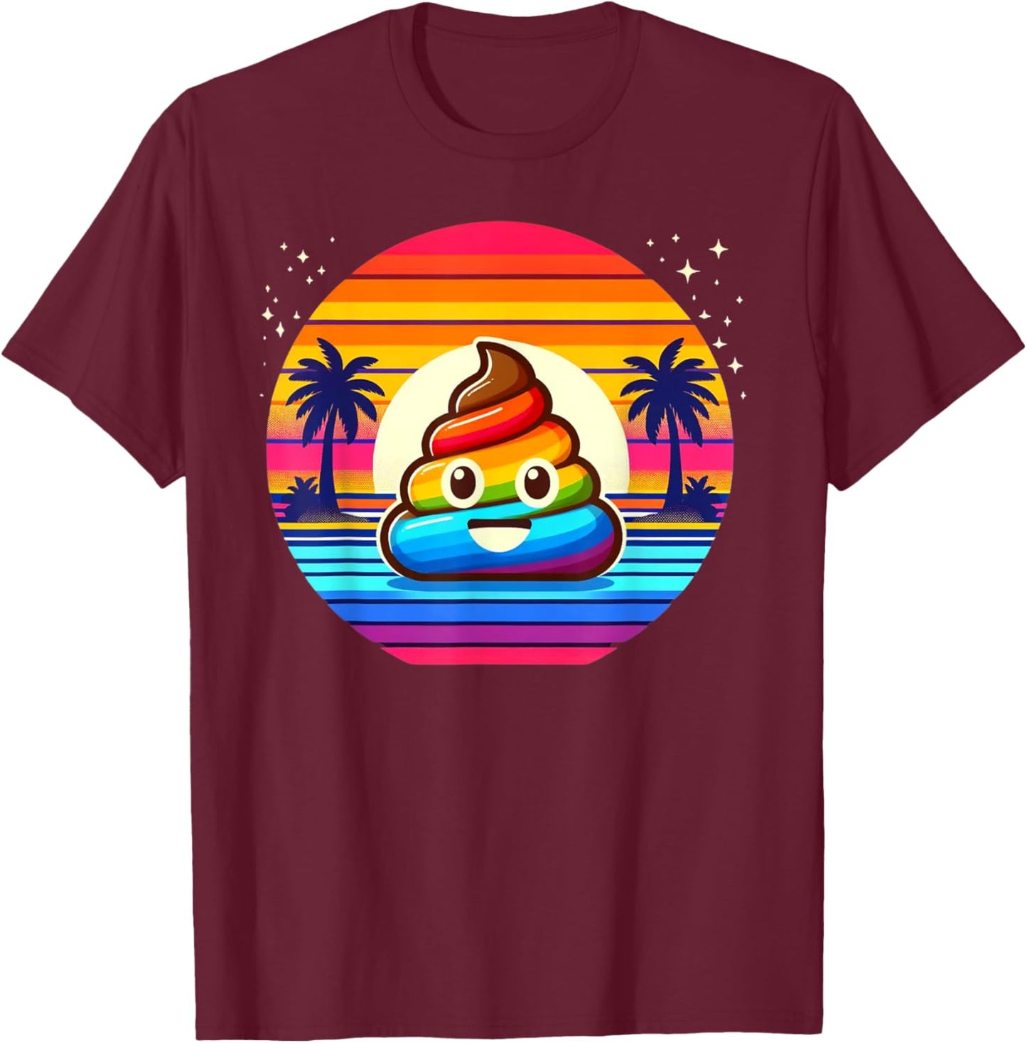 Rainbow POOP EMOTICON Unicorn party favors Poo for Kids T-Shirt - T-Shirt | Maroon