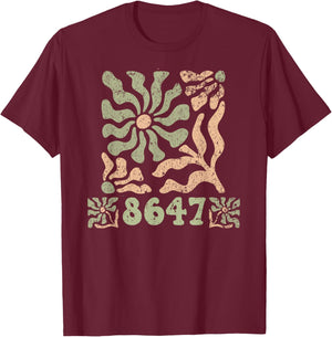 8647 Subtle Anti Trump 86 47 Floral Boho Style T-Shirt - T-Shirt | Maroon
