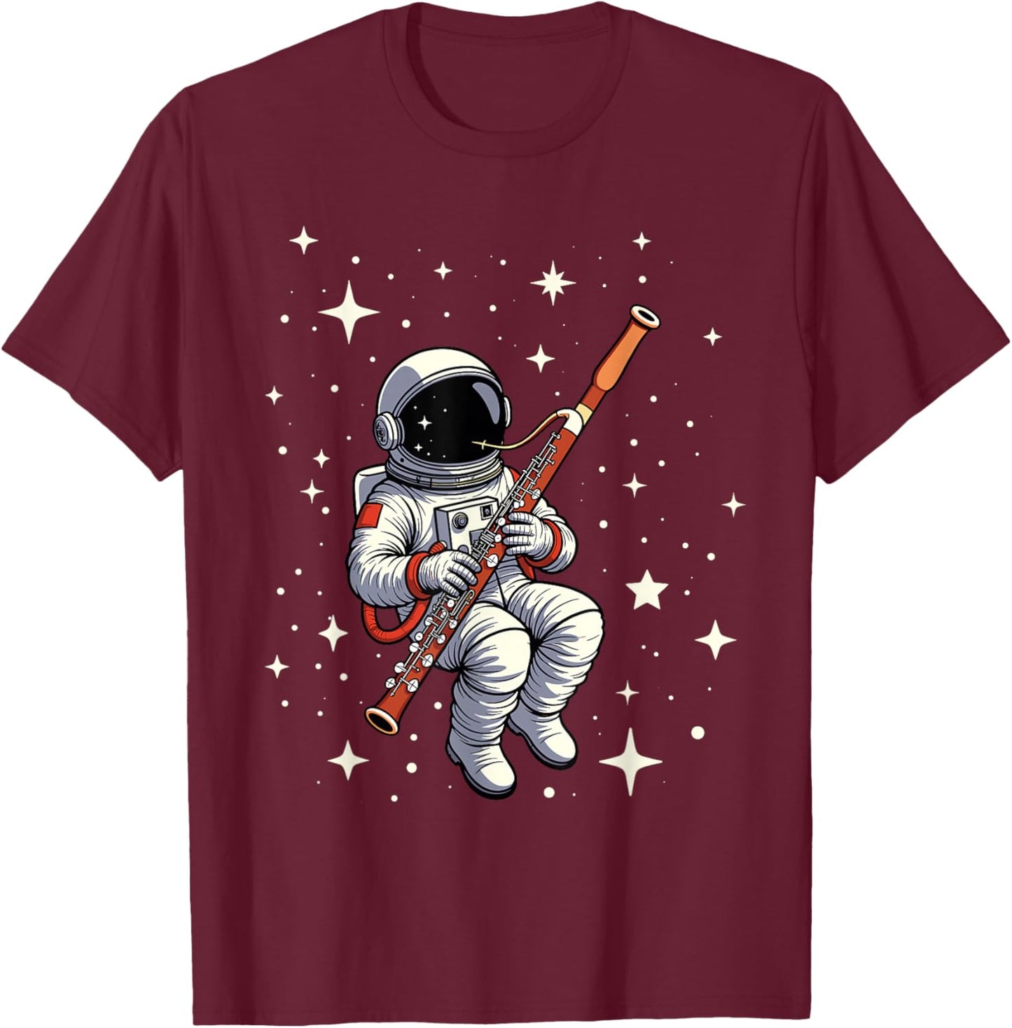 Astronaut Bassoon Player Music Space Bassoon T-Shirt - T-Shirt | Maroon