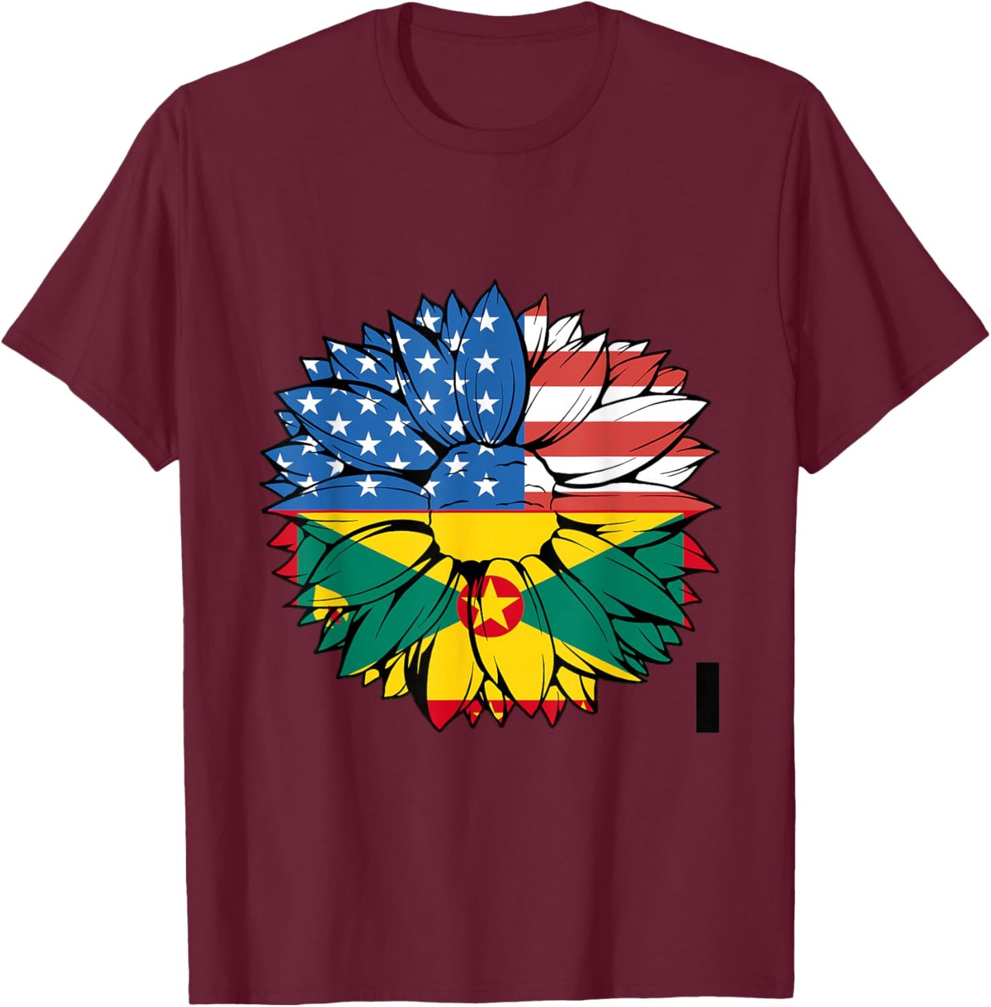 Grenada Sunflower America Grenadian Roots Grenadian Flag T-Shirt - T-Shirt | Maroon