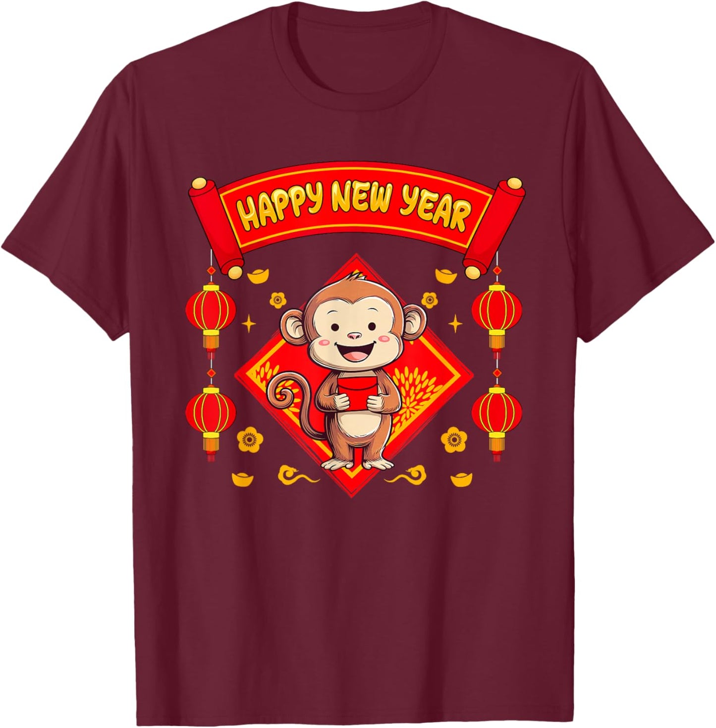 Monkey Zodiac Vietnamese New Year Matching Family Zodiac T-Shirt - T-Shirt | Maroon