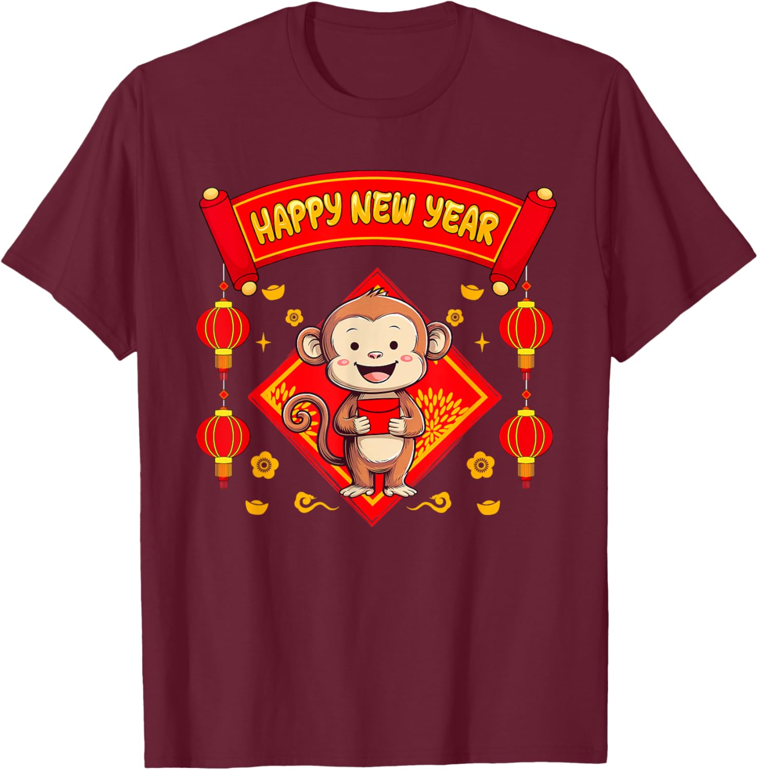 Monkey Zodiac Vietnamese New Year Matching Family Zodiac T-Shirt - T-Shirt | Maroon