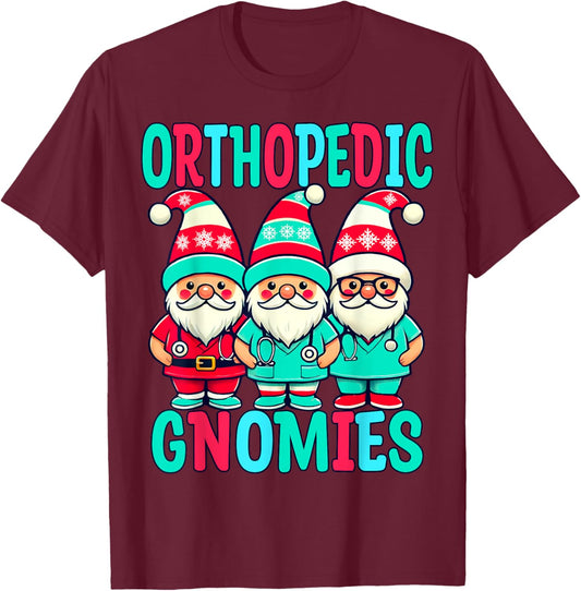 Orthopedic Christmas Gnomes Nurse Doctor Practitioner T-Shirt - T-Shirt | Maroon