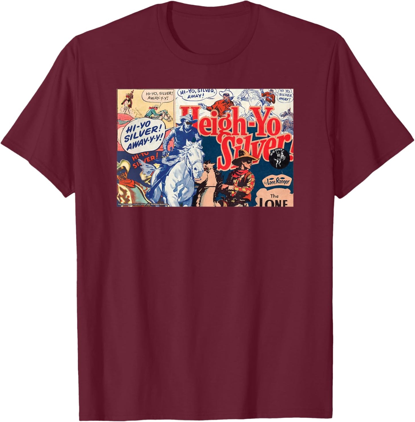 The Lone Ranger Hi- Yo Silver Collage T-Shirt - T-Shirt | Maroon