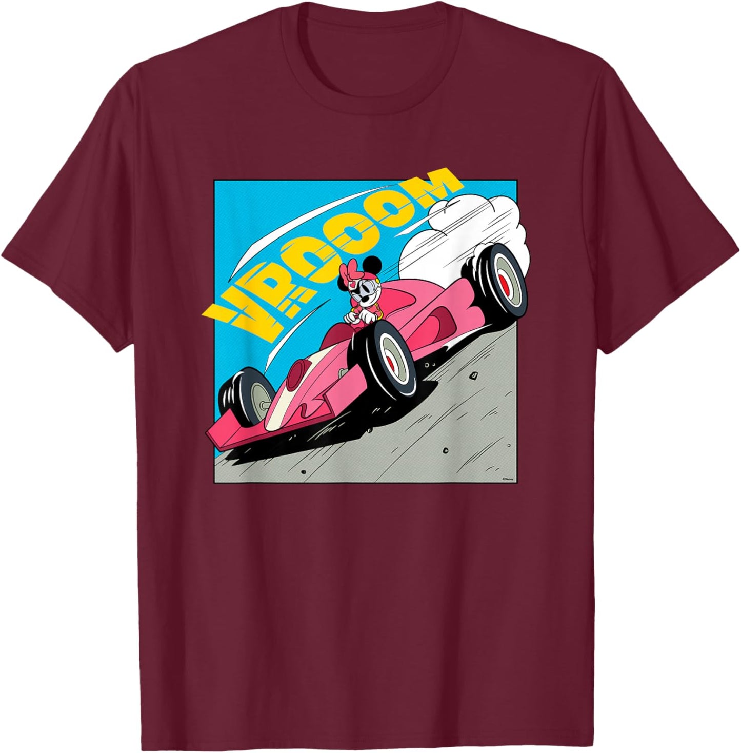 Disney Minnie Mouse Racing Team VROOOM Race Car Driver T-Shirt - T-Shirt | Maroon