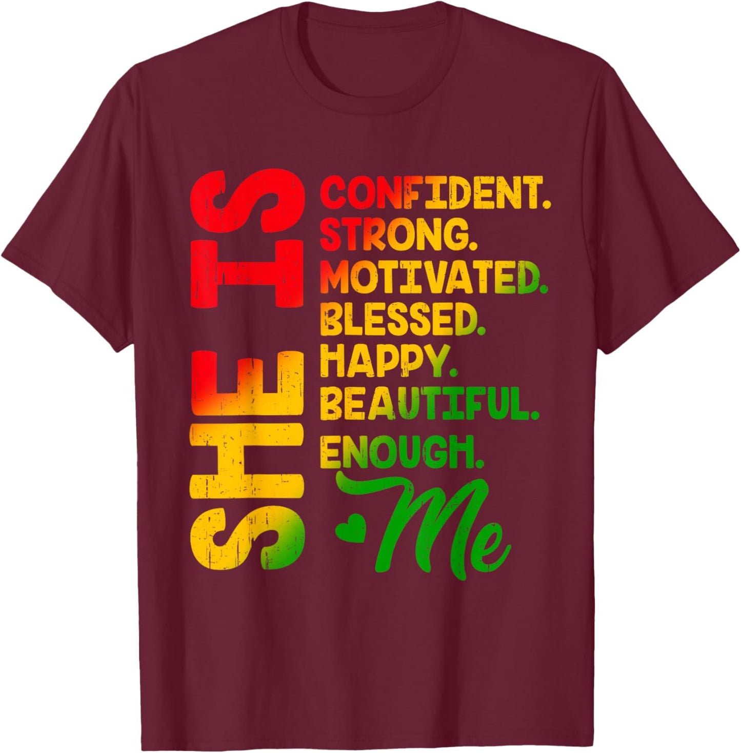 Juneteenth She is Confident Strong Motivated Afro Women T-Shirt - T-Shirt | Maroon