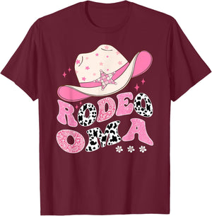 Rodeo Oma Pink CowGirl 1St Birthday Family Matching T-Shirt - T-Shirt | Maroon