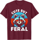 Cute But Feral Funny Colorful Racoon With Sunglasses Racoon T-Shirt - T-Shirt | Maroon