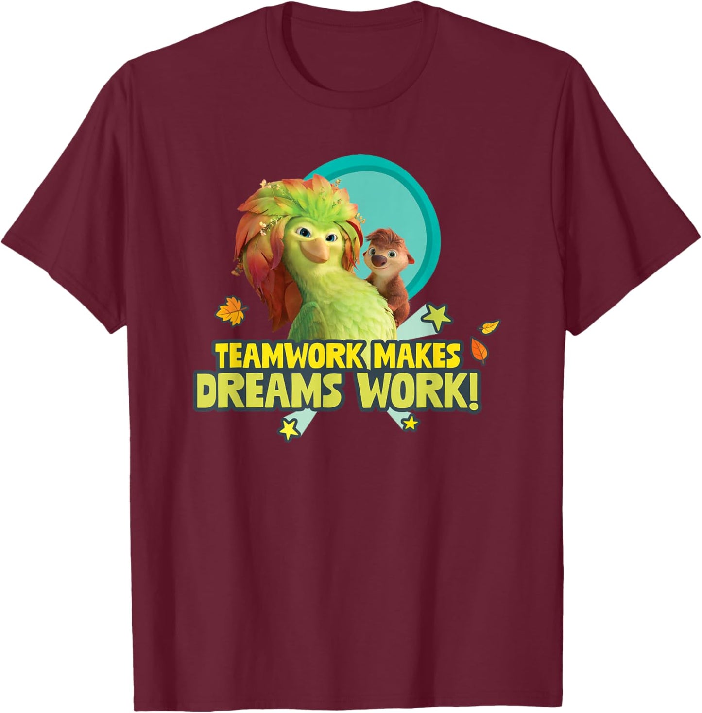 Teamwork Makes Dreams Work Regal Bird Forest Critter T-Shirt - T-Shirt | Maroon