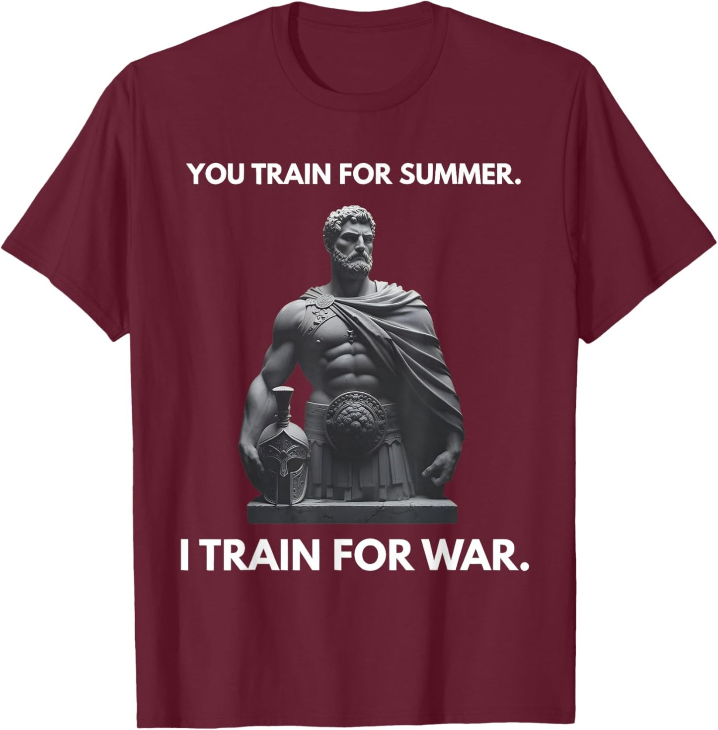 You Train for Summer I Train for War Spartan Warrior Gym Art T-Shirt - T-Shirt | Maroon