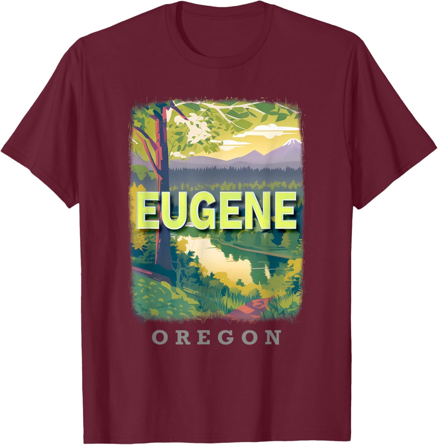 Eugene Oregon OR Natural Splendor SD393 T-Shirt - T-Shirt | Maroon
