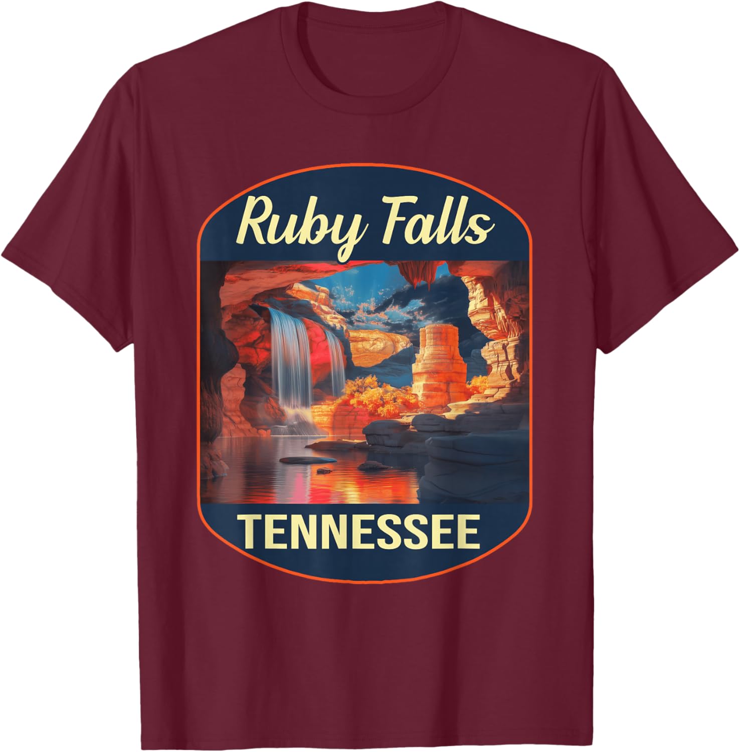 Ruby Falls Tennessee Waterfall Nature Travel Adventure T-Shirt - T-Shirt | Maroon