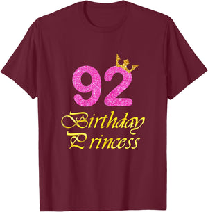 92nd Birthday Gift Girl Princess For 92 Years Old T-Shirt - T-Shirt | Maroon