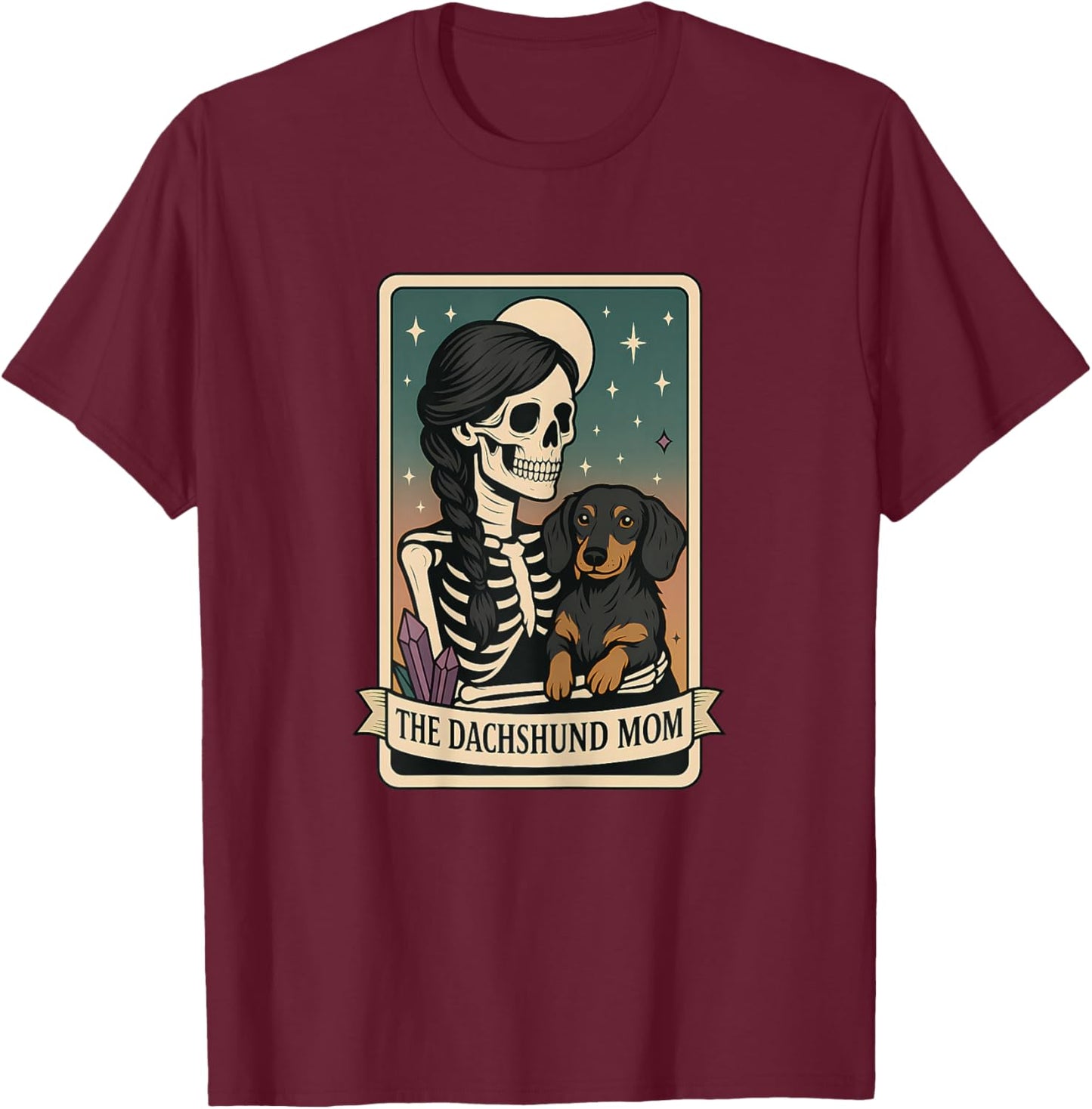 Dachshund Mom Tarot Card T-Shirt - T-Shirt | Maroon